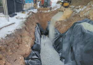 Foam glass for water and sewage in Brumunddal